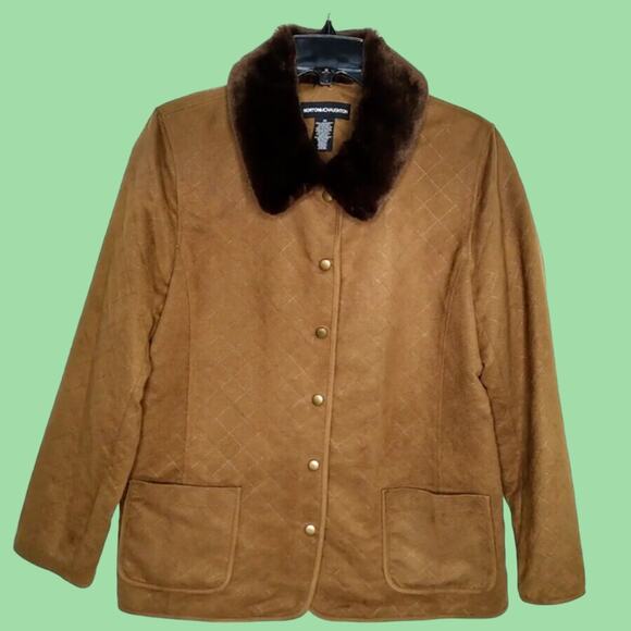 Chore Fall Coat Norton McNaughton Sz 10 Faux Fur Removable Collar Front Pockets - Picture 4 of 12